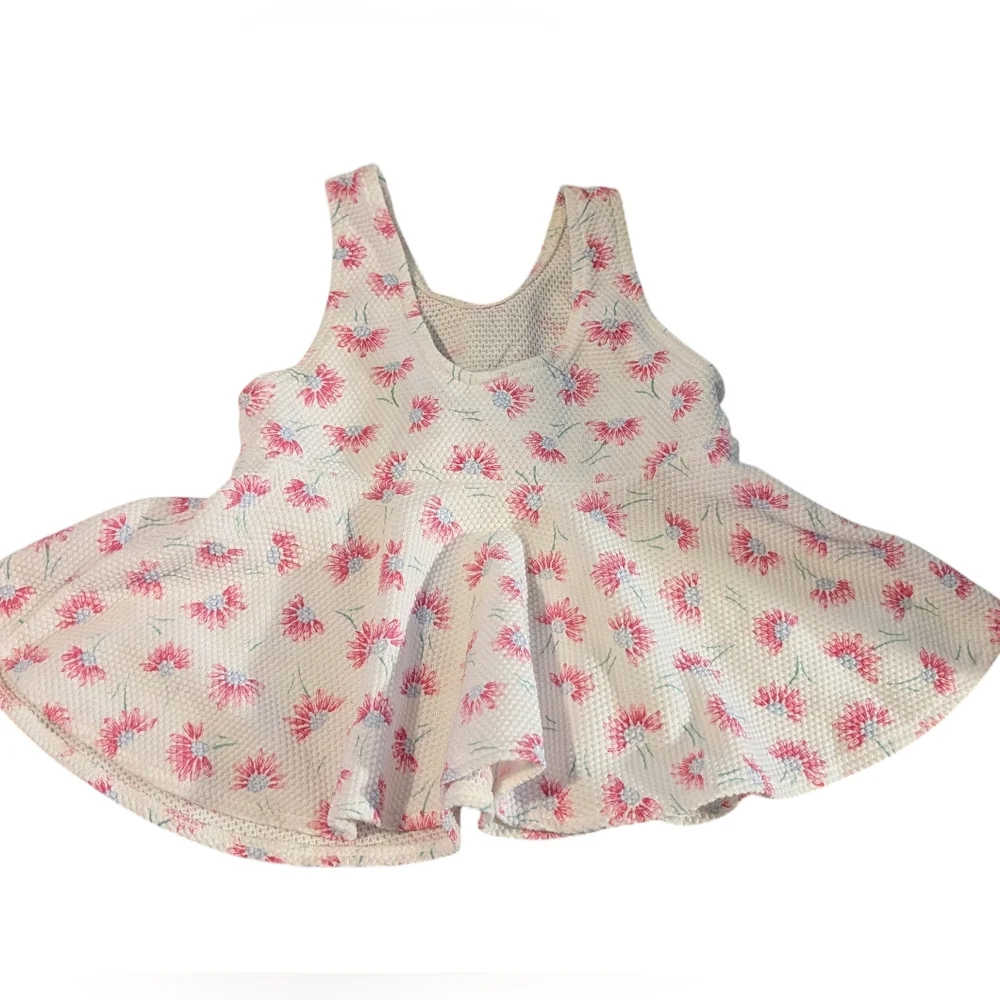 90s Vintage Miniwear Pink & White Floral Infant Girl‎ Dress Bow